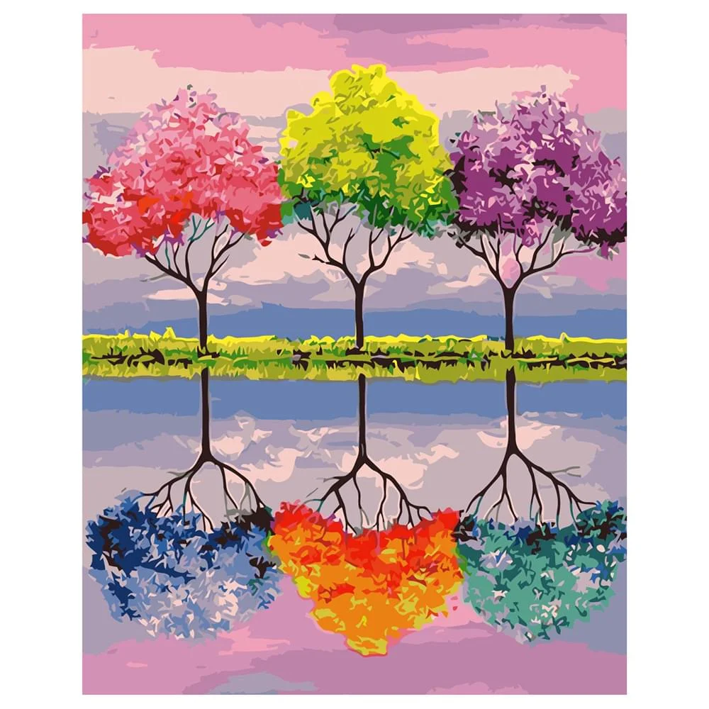 Картина по номерам Strateg Пейзаж Деревья ярких мечтаний 40х50 см в коробке (VA-1947КД-mt)