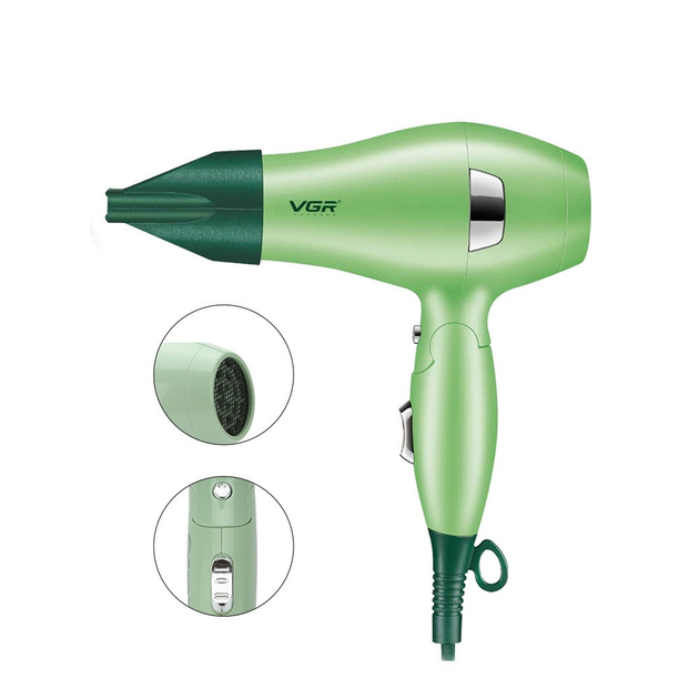 Фен для волосся VGR V-432 Professional із складаною ручкою іонізація/концентратор 1000 Вт Зелений (ML-04842) - фото 3 Фен для волосся VGR V-432 Professional із складаною ручкою іонізація/концентратор 1000 Вт Зелений (ML-04842) - фото 3