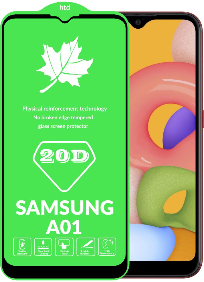 Защитное стекло 20D Glass для Samsung Galaxy A01 A015 большой радиус (15779)