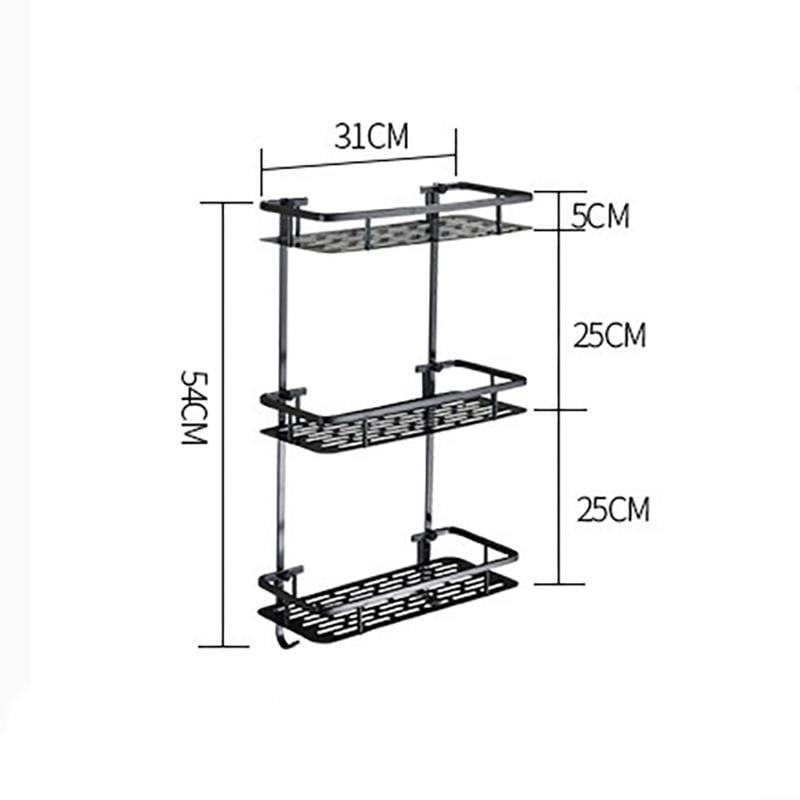 Полиця для ванної кімнати 3-х ярусна перфорована Чорний (36427) - фото 4