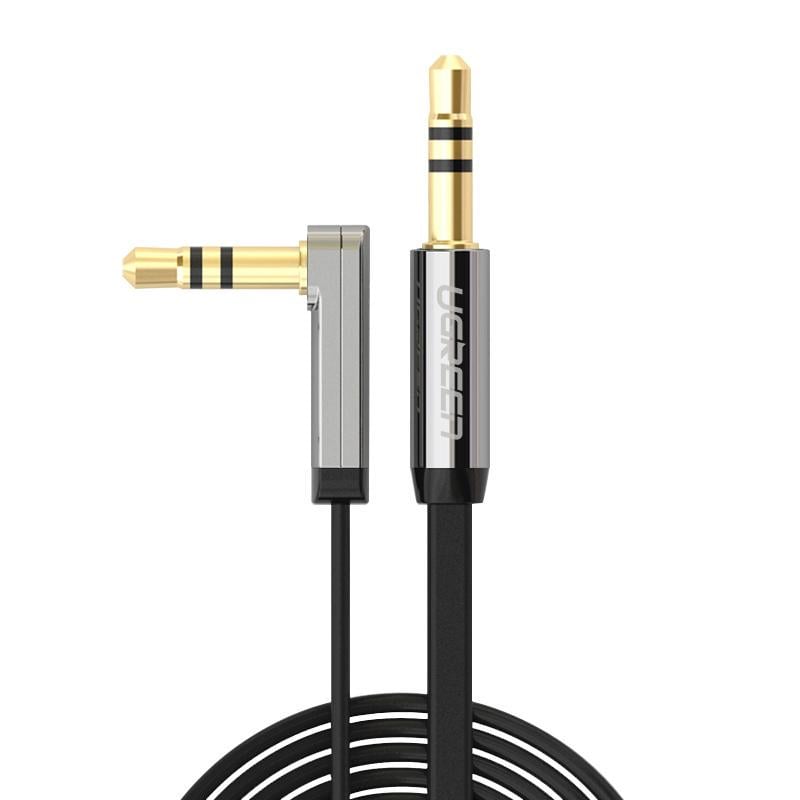 Кабель UGREEN аудио AUX Jack 3,5 мм/1,5 м изогнутый/плоский (AV119)