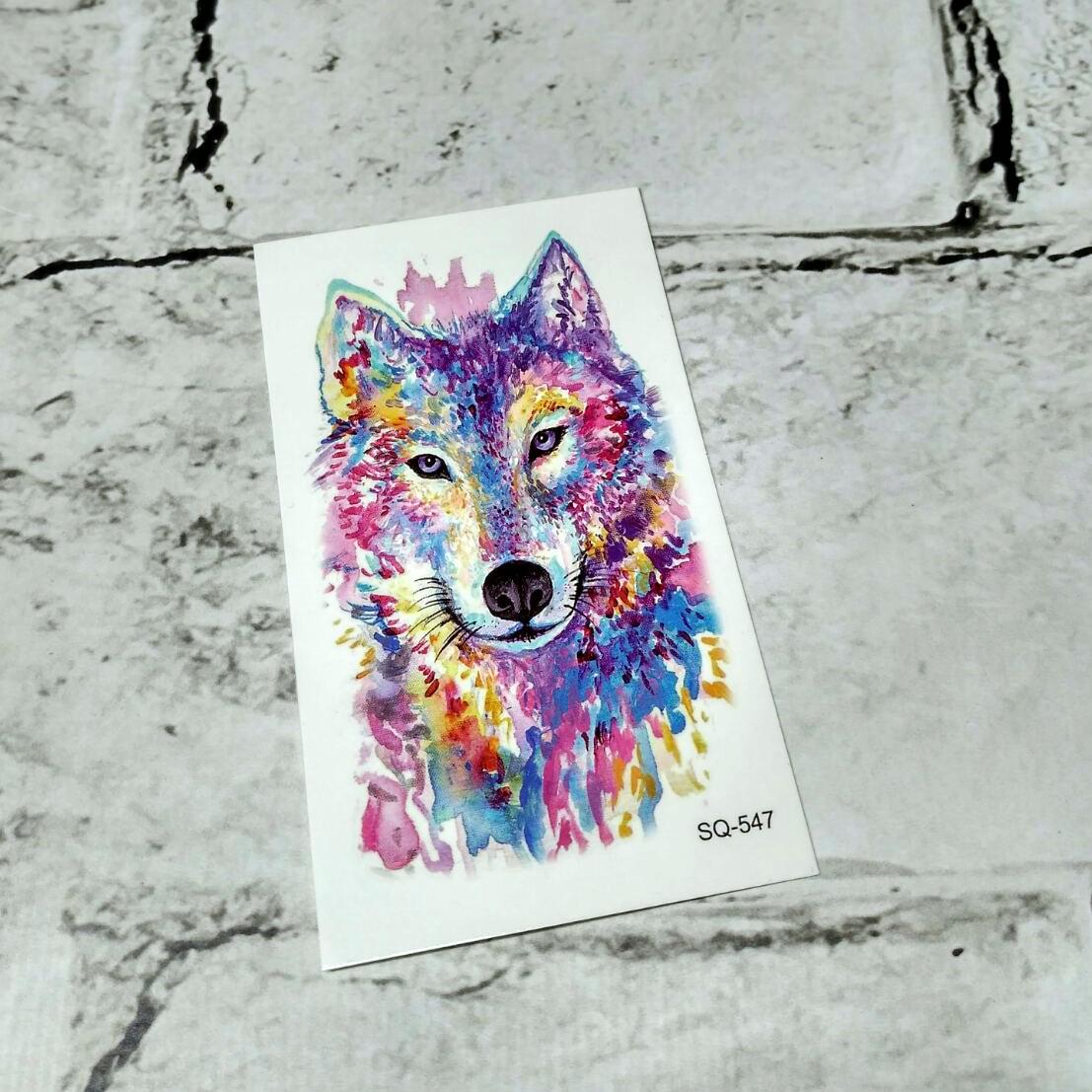 Тату временное Волк лист 6x10.5 см (SQ-547)