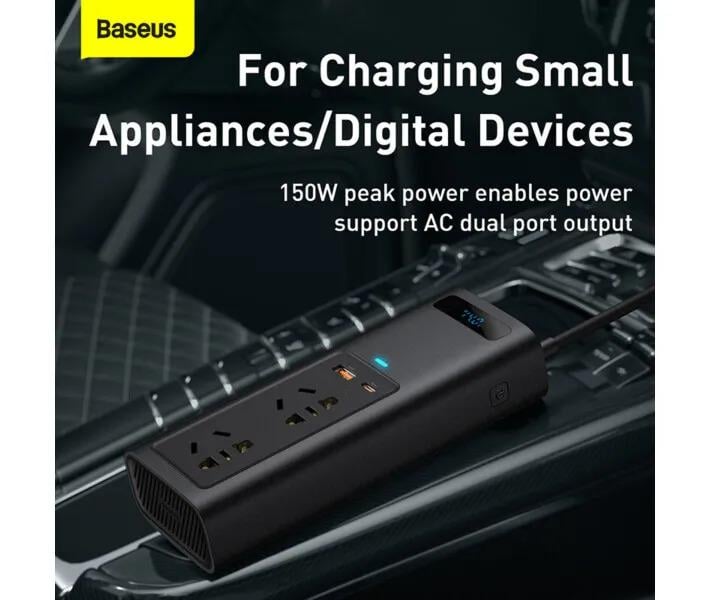 Автомобільний інвертор Baseus In-Car Inverter 150W 220V 1USB/1Type-C 0.4m - фото 5