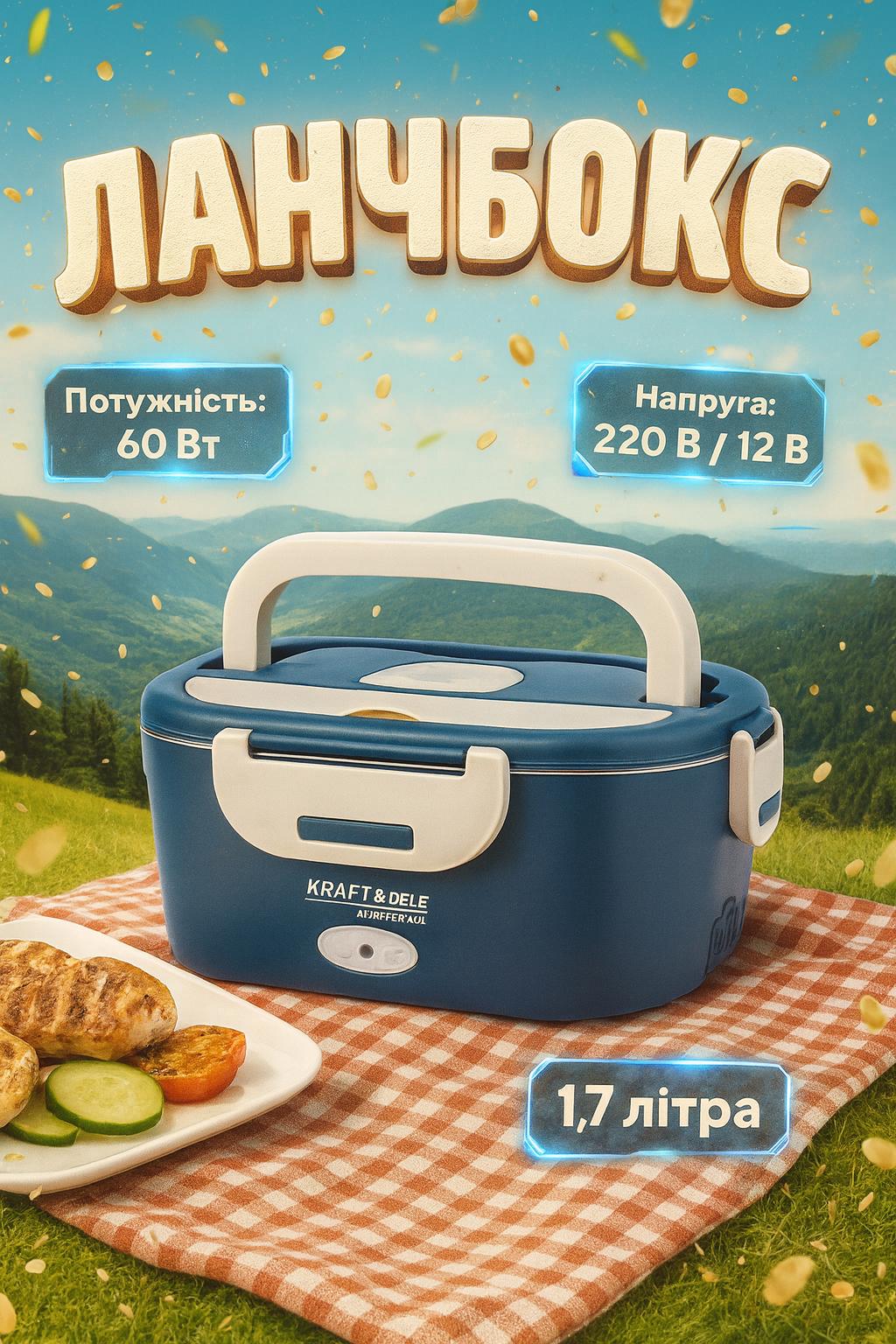 Ланчбокс електричний для підігріву їжі KraftDele KD4128 KLB 1,7 л (29480948) - фото 2