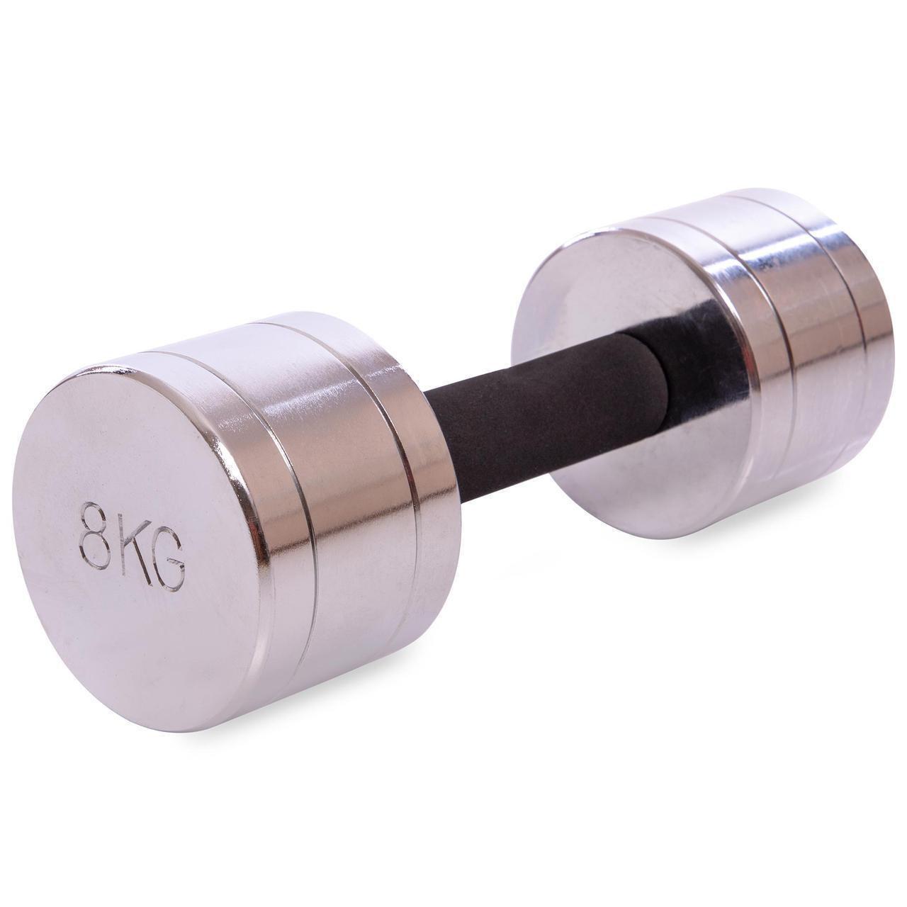 Гантель цельная Record DB5202-8 стальная хромированная 8 кг (2532859833) - фото 1