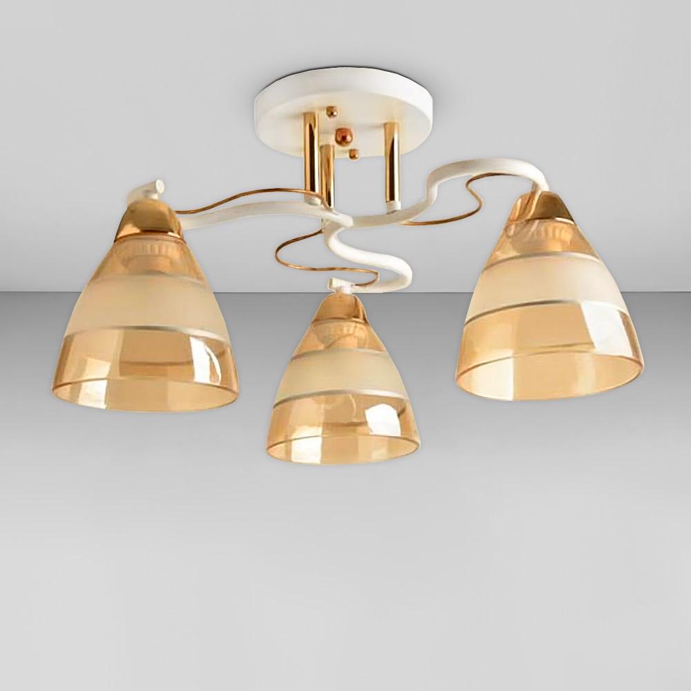 Люстра потолочная Light House SRS-18927/3 Белый/Золотой/Янтарный