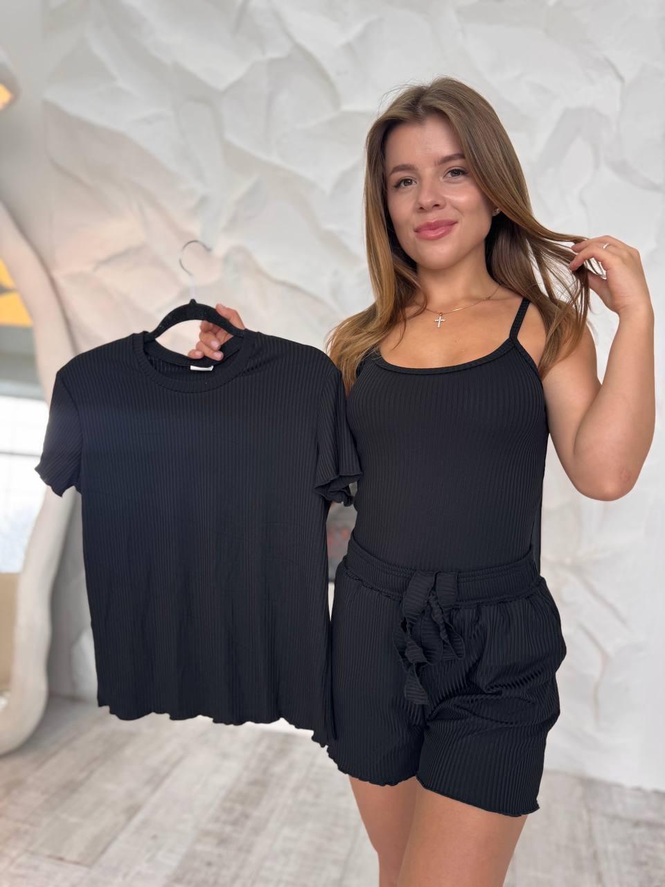 Піжама в рубчик L Чорний (Д-al-rub-25-0010-03) - фото 3 Піжама в рубчик L Чорний (Д-al-rub-25-0010-03) - фото 3