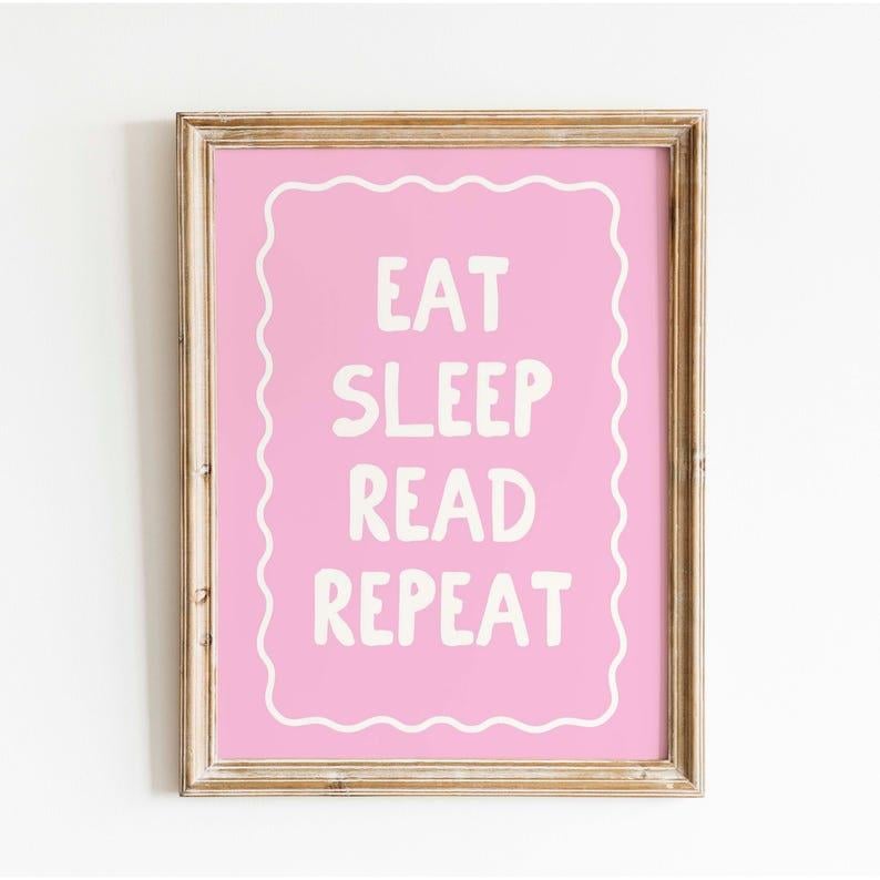 Постер Eat Sleep Read Repeat паперовий Рожевий (ZC-PT-004)