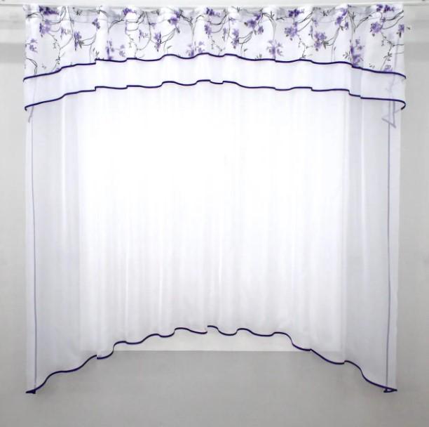 Гардина арка на кухню шифон/батіст 280х170 см Фіолетовий/Білий (036к)