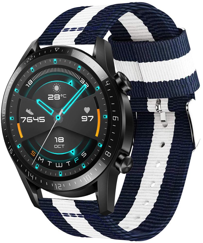 Ремешок тканевый Canvas для Huawei Watch GT Blue/White (19656)