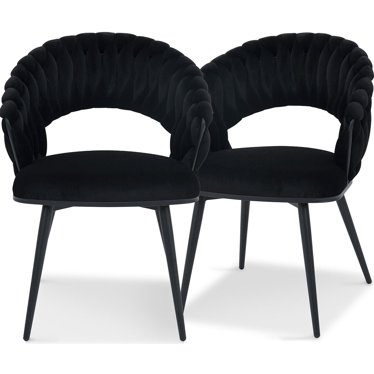 Комплект из 2-х обеденных стульев Minori с подлокотниками Black moon velvet black base (16053)