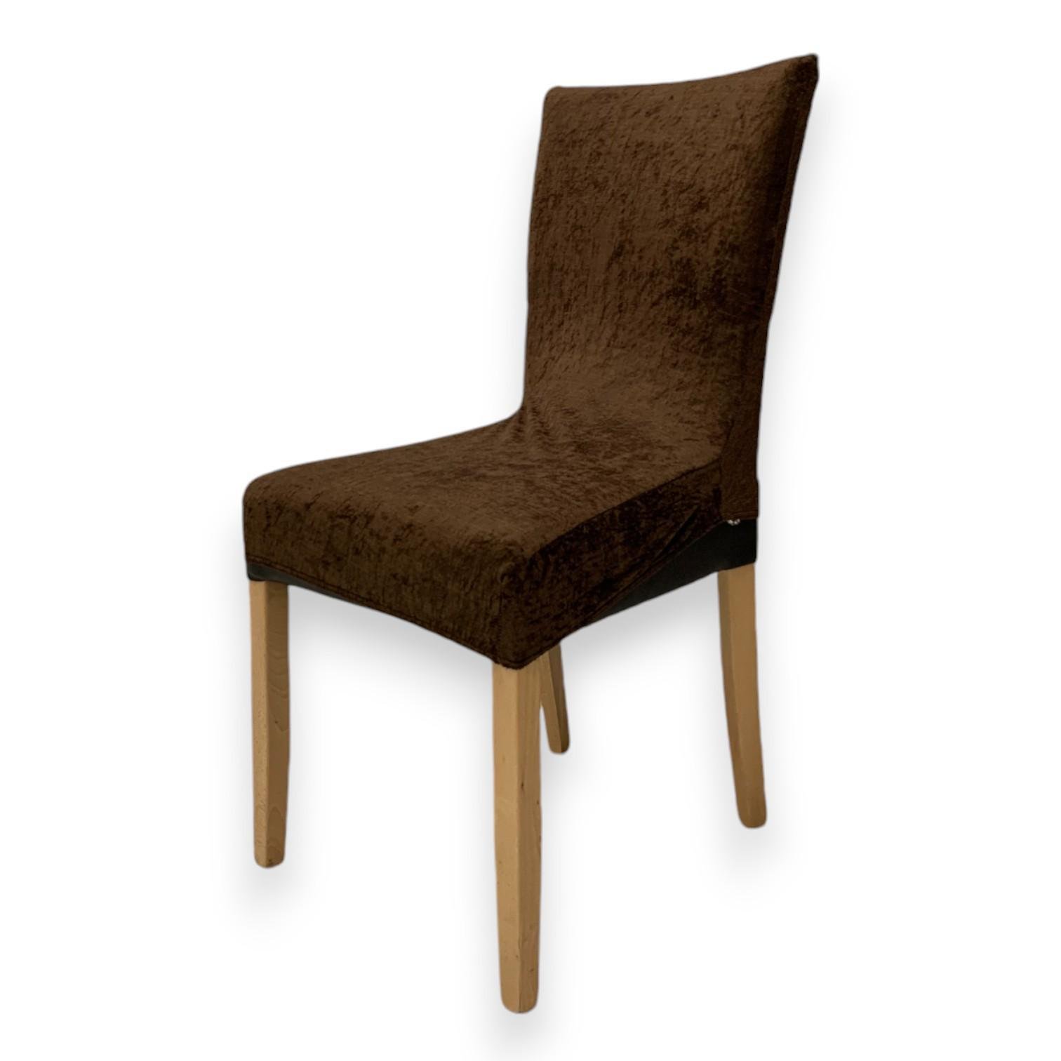 Чехол натяжной на стул GOSPO велюровый Коричневый (2190142618) - фото 2