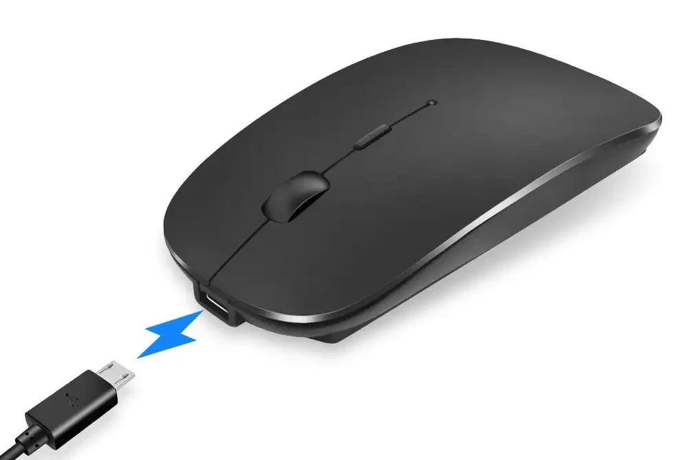 Беспроводная компьютерная аккумуляторная мышь 2.4 ГГц (Черный) - фото 2