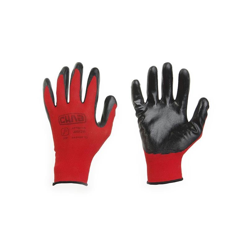 Рукавички Сила з нітриловим покриттям р. 10 Червоний/Чорний (481212)