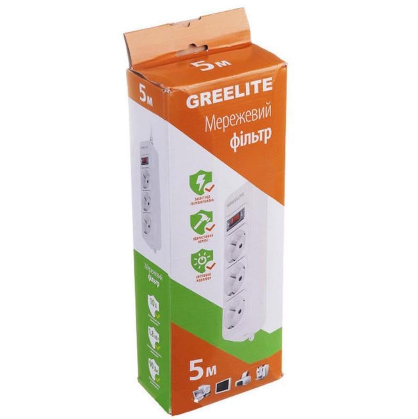 Удлинитель GREELITE MX-00007688W 5 м на 3 розетки с выключателем Белый