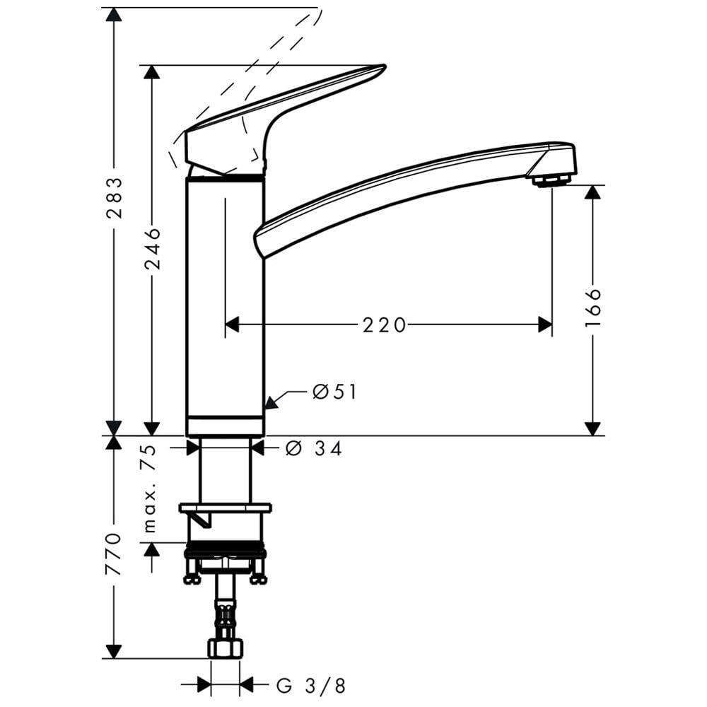 Змішувач для кухні Hansgrohe Logis M31 71833000 одноважільний Хром (144145) - фото 2