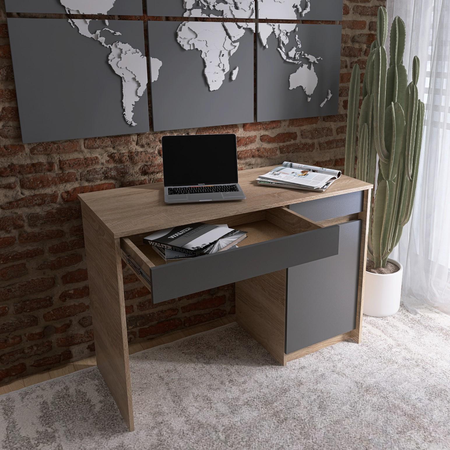 Компьютерный стол Everest Сити 1100 тумба правая 1101х501х766 мм Сонома/Графит (11426) - фото 2 Компьютерный стол Everest Сити 1100 тумба правая 1101х501х766 мм Сонома/Графит (11426) - фото 2