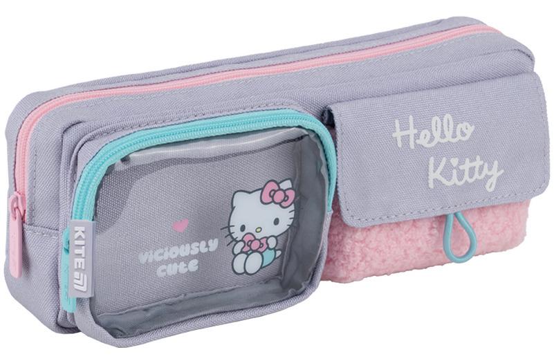 Пенал шкільний KITE HK25-2701-2 Hello Kitty Сірий/Рожевий