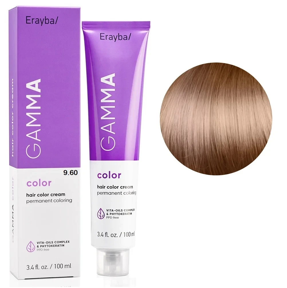 Краска для волос перманентная Erayba Gamma Color Cream 9/60 Очень светлый коричневый блонд 100 мл Краска для волос перманентная Erayba Gamma Color Cream 9/60 Очень светлый коричневый блонд 100 мл