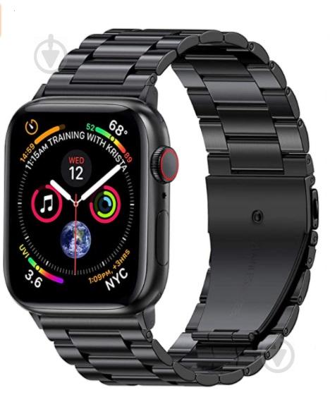 Браслет BeWatch для Apple Watch series 3 | 4 | 5 | 6 с шириной корпуса 42|44mm классический стальной Черный (1020401)