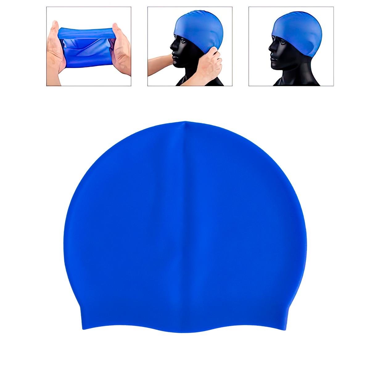 Шапочка силіконова для плавання Silicone Swim Cap Синій (1010090-Blue) - фото 2