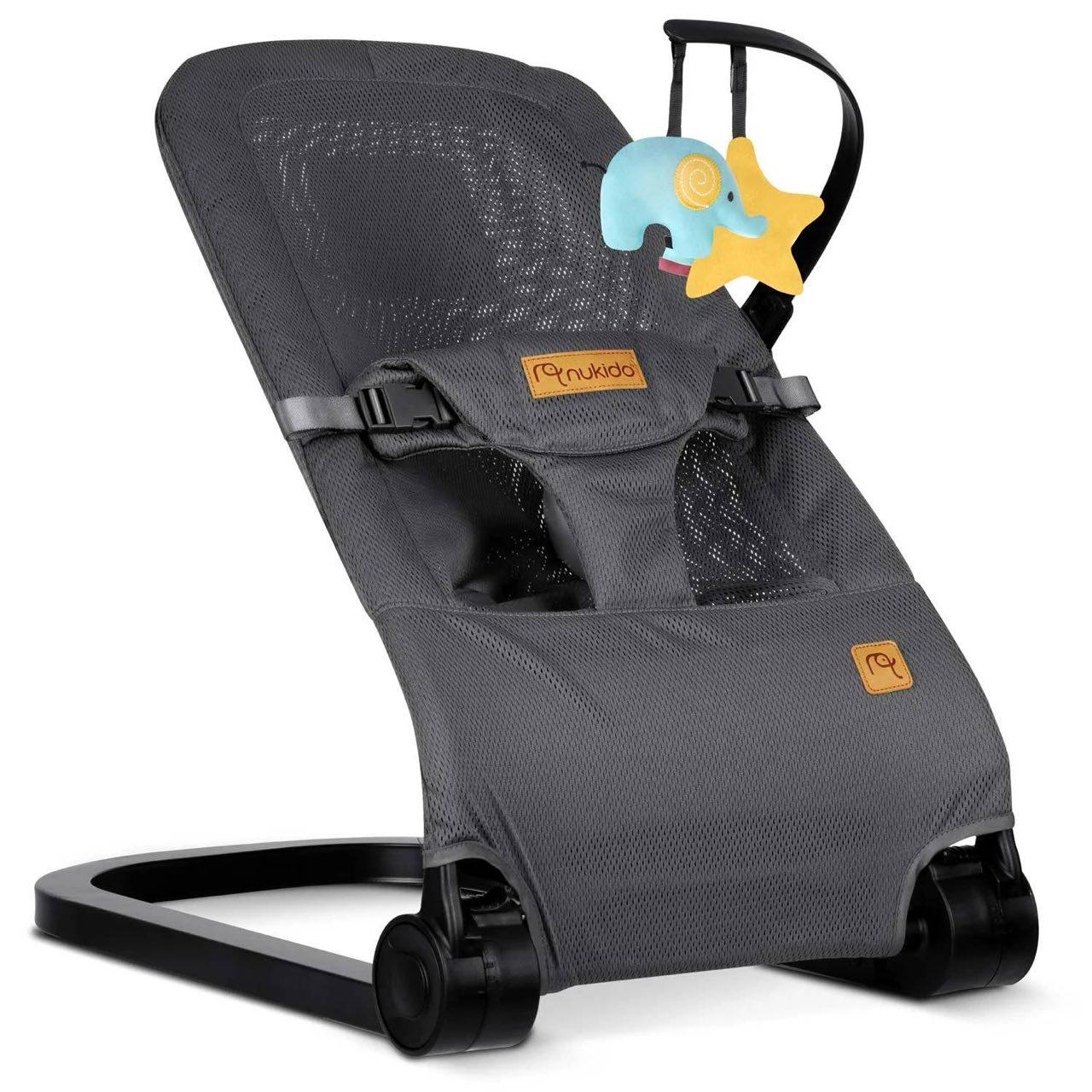 Кресло-шезлонг Nukido детское с навесными игрушками Серый