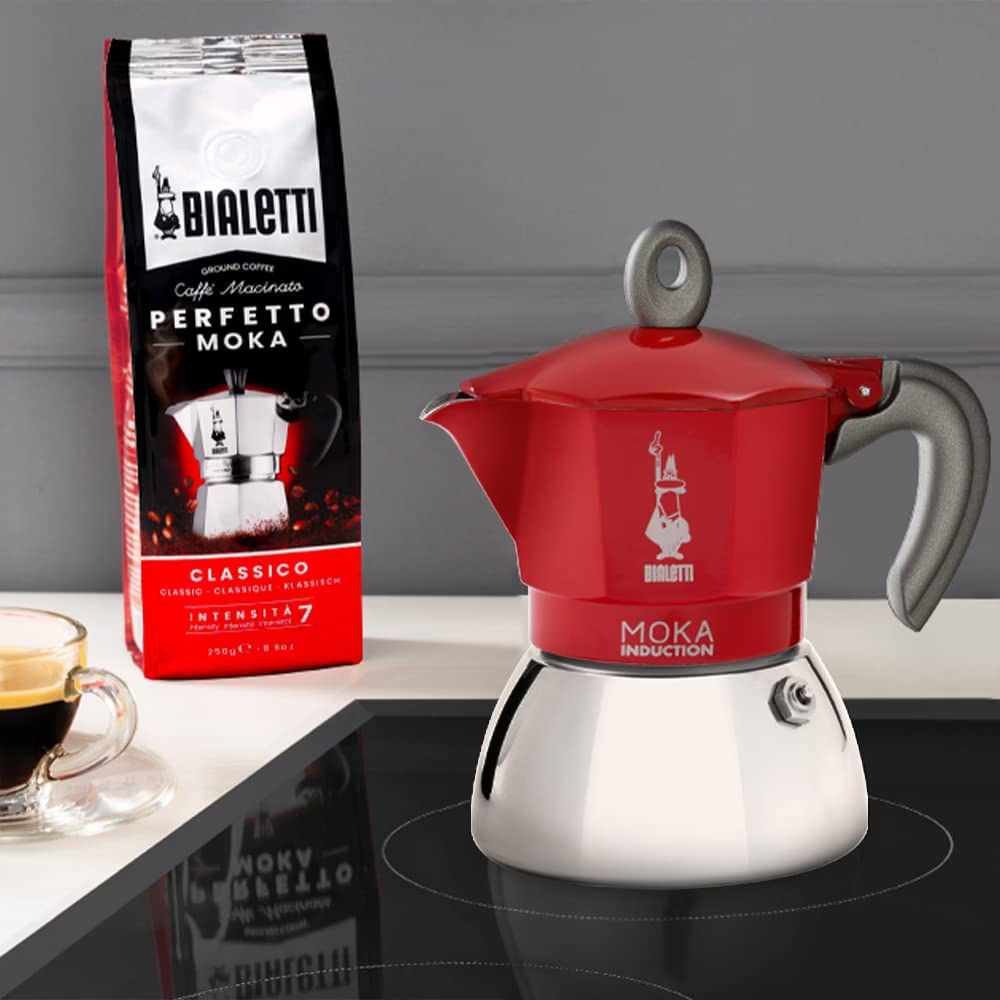 Гейзерная кофеварка Bialetti New Moka induction на 6 чашек 150 мл для индукционной плиты Красный (0006946) - фото 4