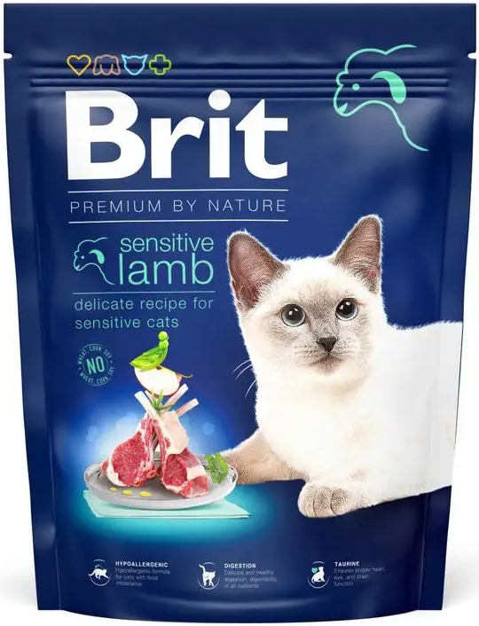 Сухий корм для котів з чутливим травленням Brit Premium by Nature Cat Sensitive із ягням 300 г (1789932824)