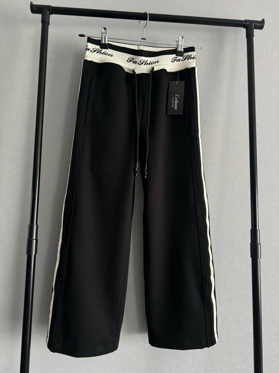 Брюки палаццо для девочки утепленные IRmAS 1175 с лампасами 128 Черный