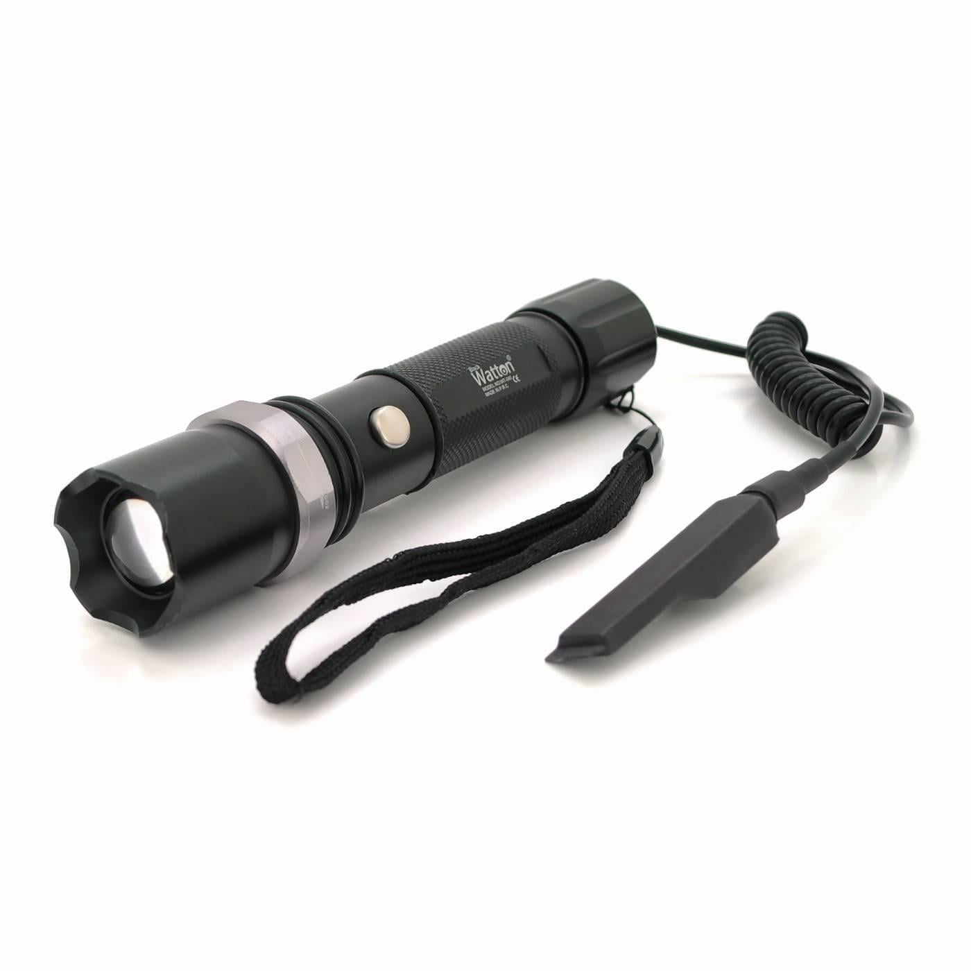 Ліхтар підстовбурний Watton WT-040 1LED CREE Q5 3W 3 режими кабель з кнопкою ZOOM18650/ААА/6800mah IP40 СЗУ/АЗУ 160х40х30 мм Black (28108)