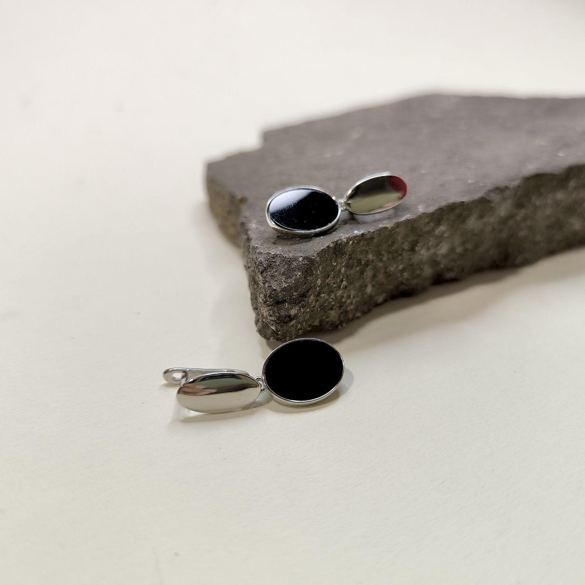 Сережки срібні з оніксом