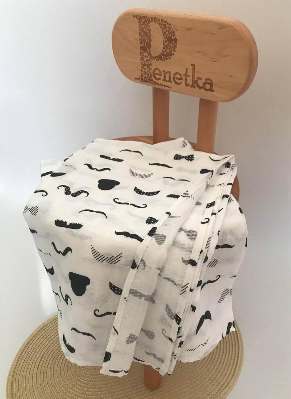 Пеленка Penetka усы муслиновая двухслойная 100x80 см Черный (6490.100.80.203)