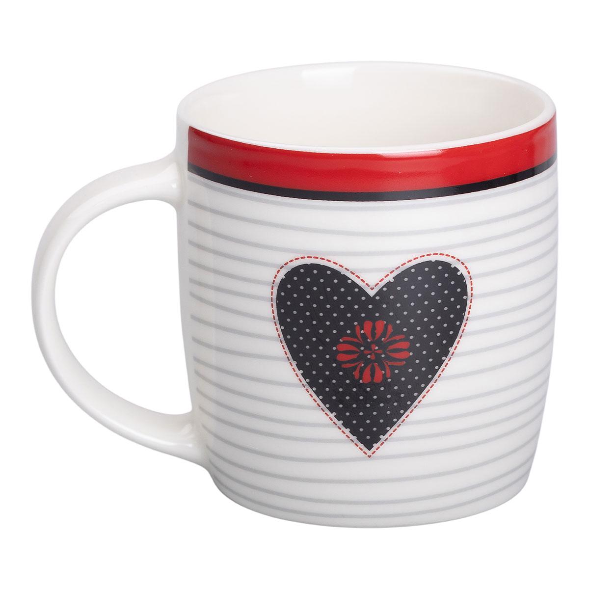 Чашка керамическая Light House Сердце для чая и кофе 400 мл Белый с черным (LG-20171)