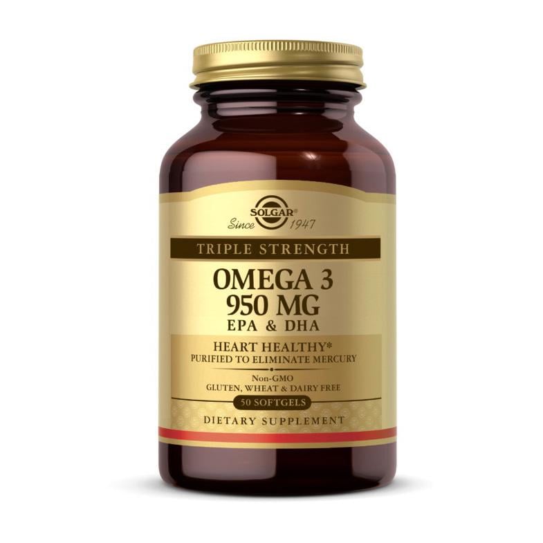 Омега-3 Solgar Omega-3 EPA & DHA Triple Strength 950 mg EPA 504 мг DHA 378 мг 50 м'яких капс.