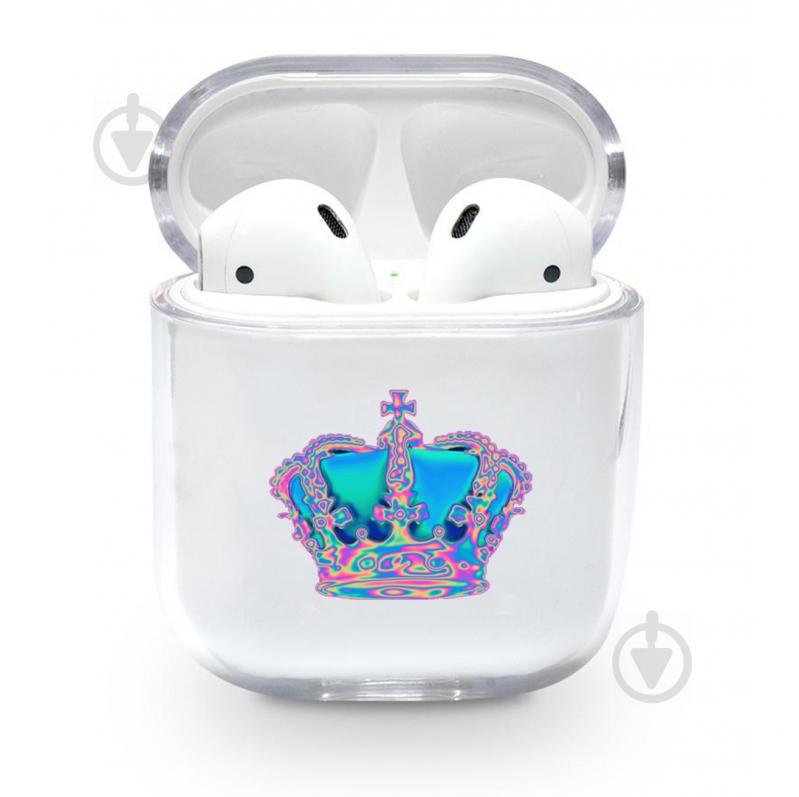 Прозрачный силиконовый чехол Apple AirPods с рисунком - Корона (KAP1125)