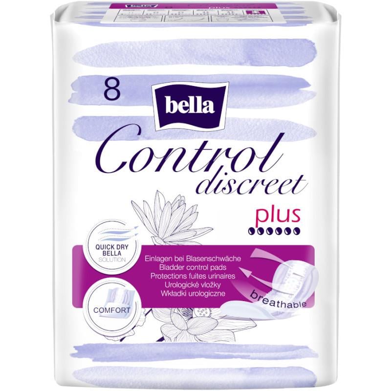 Урологические прокладки женские Bella Control Discreet Plus дышащие при легком недержании 6 капель 8 шт. (000006796)