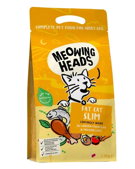 Корм сухой для взрослых кошек с избыточным весом Meowing Heads FAT CAT SLIM с курицей и лососем 1,5 кг (24709799)
