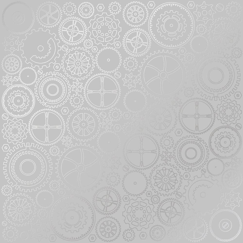 Лист бумаги односторонний Silver Gears с серебряным тиснением 30,5х30,5 см Gray