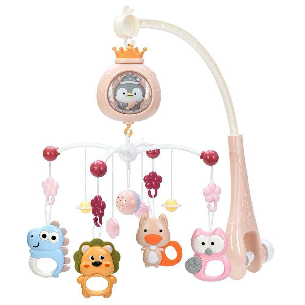 Карусель мобиль с проектором на коляску/кроватку Розовый (29437462)