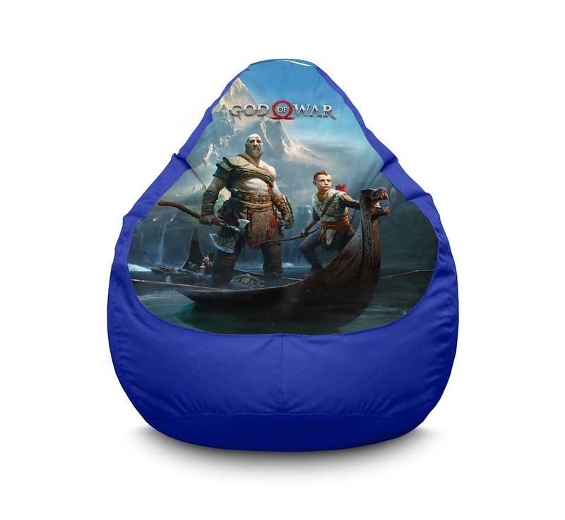 Крісло мішок iPuff God of War Kratos and boat Оксфорд XL 80x110 см Синій