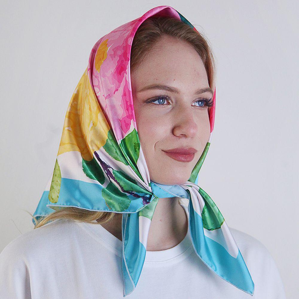 Хустка шовкова Presentville Букет 68х68 см (HUST_25M039)
