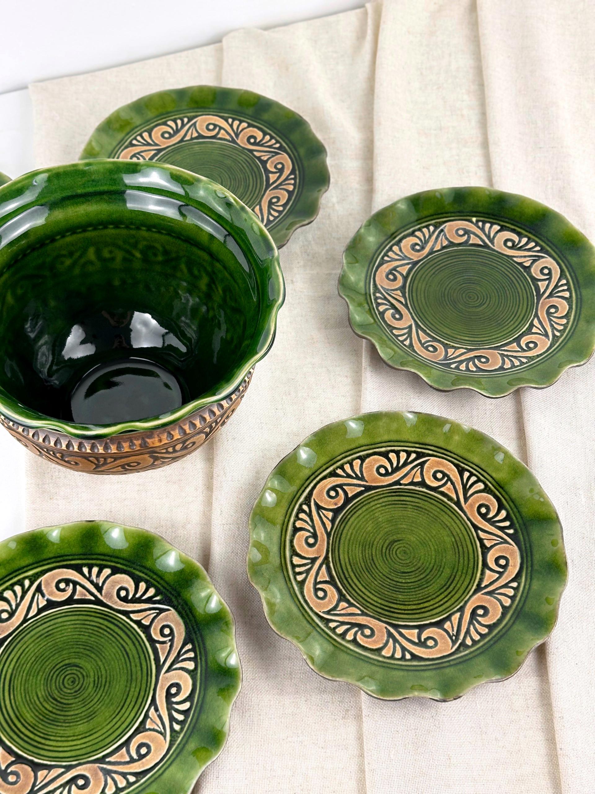 Набор глиняной посуды Рождественский для кутьи Гражда на 6 человек Коричневый (17019-38) - фото 6