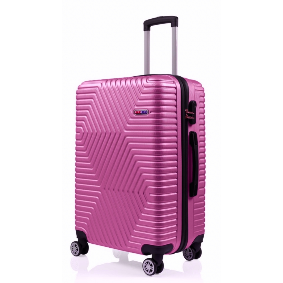 Чемодан Polo ПК014-L поликарбонат на 4-х двойных колесах большой L 120 л Розовый