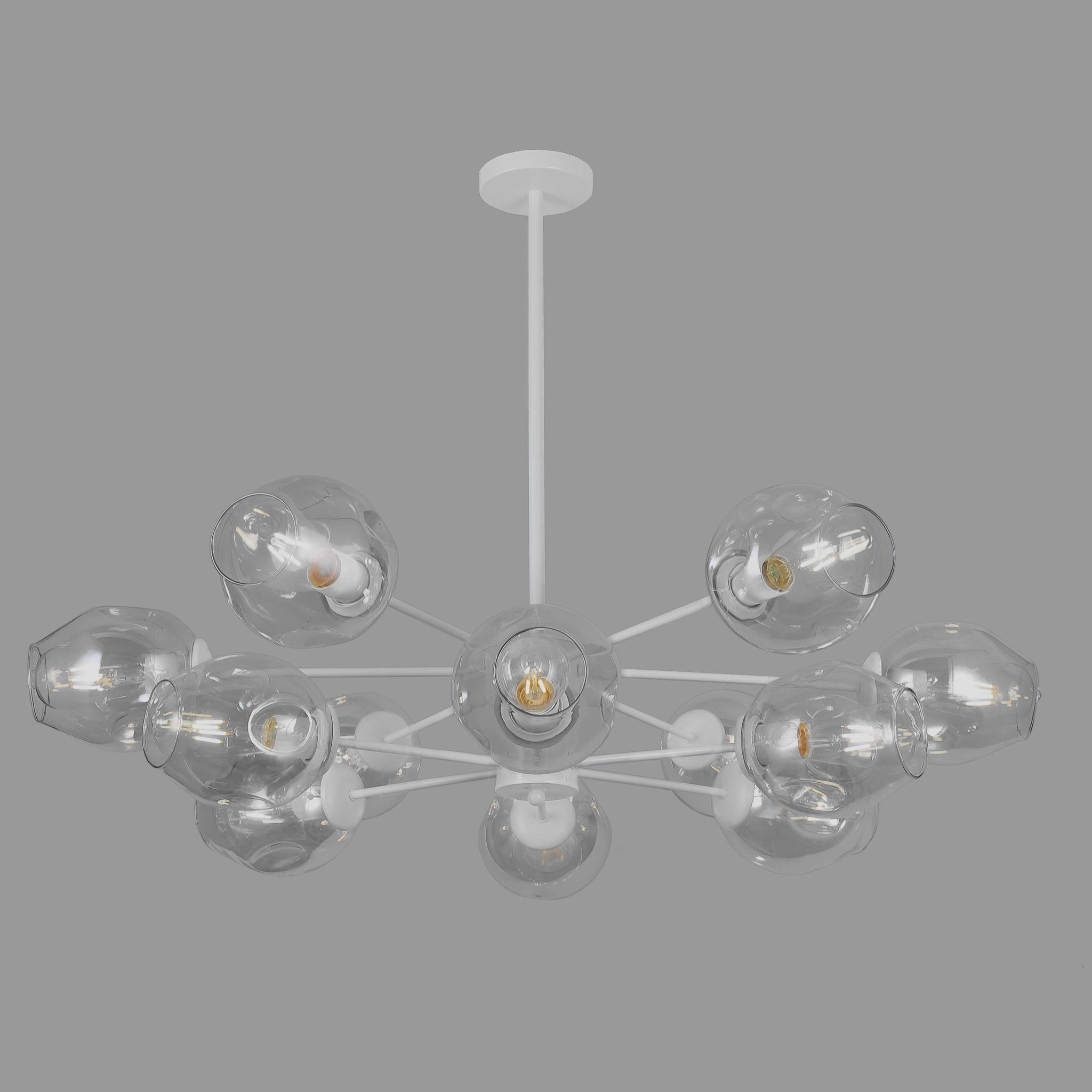 Люстра Modern Molecule на 12 ламп с прозрачными плафонами Белый