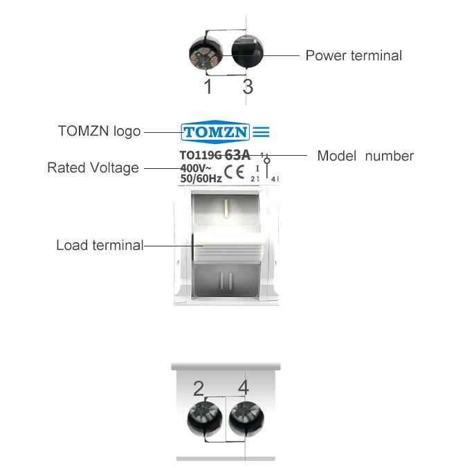 Перемикач введення резерву трипозиційний для генератора/інвертора TOMZN 63 A 1 полюс (TO119G1P-63A) - фото 5 Перемикач введення резерву трипозиційний для генератора/інвертора TOMZN 63 A 1 полюс (TO119G1P-63A) - фото 5