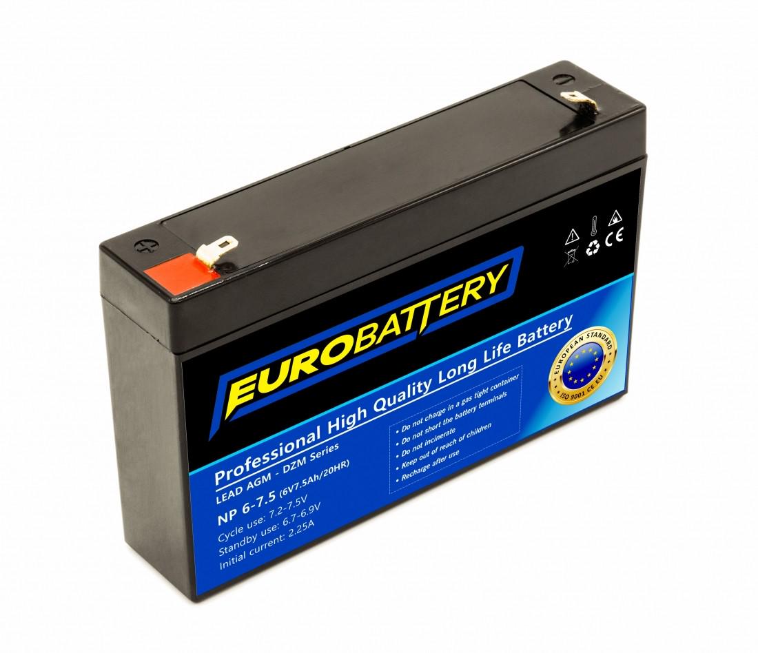 Акумулятор для ДБЖ EuroBattery AGM NP 6-7.5 DZM 6V 7,5 Ач (798) - фото 1