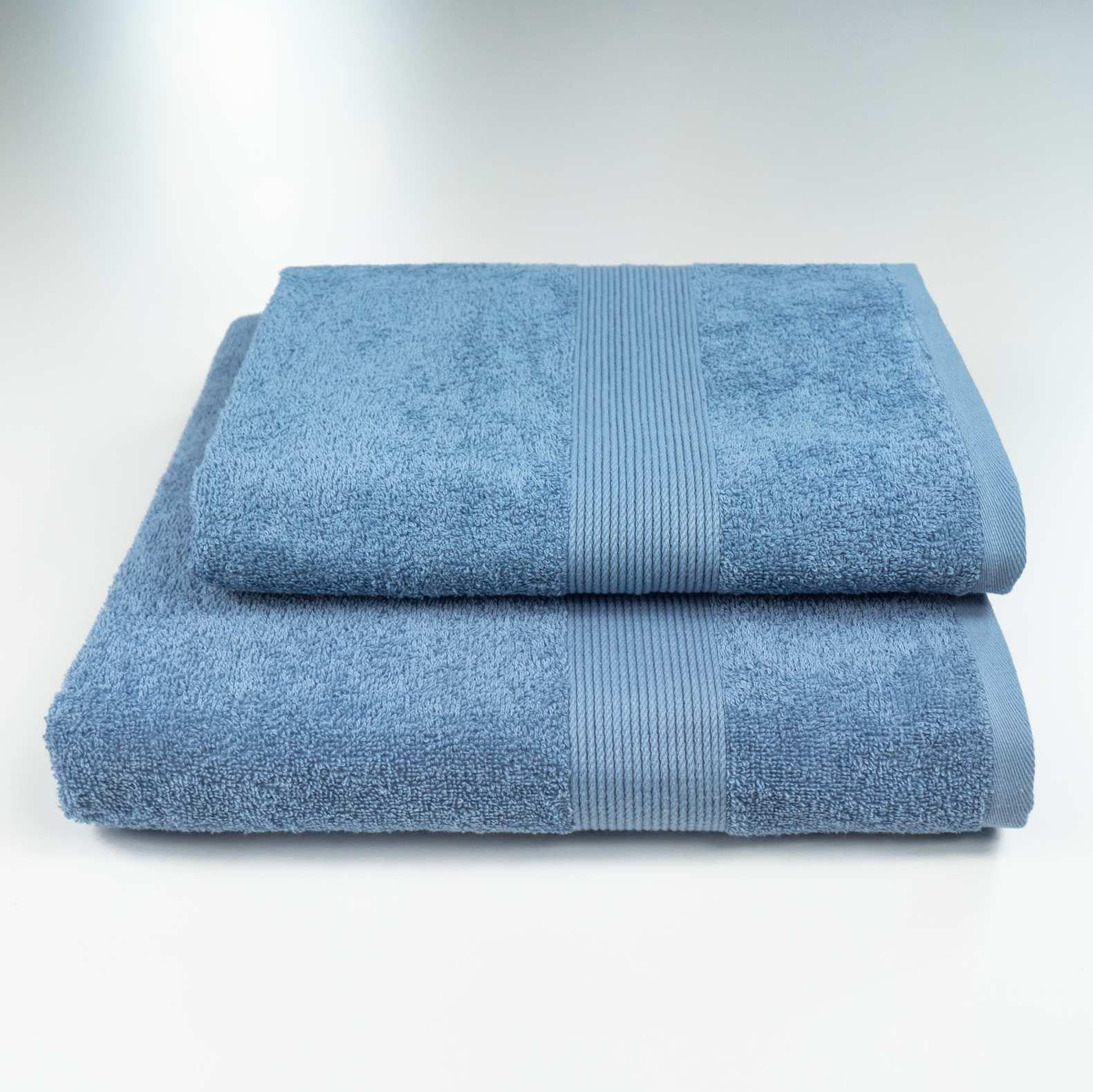 Комплект полотенец GM Textile с бордюром 2 шт. 50х90 см/70х140 см Синий (400b-k2-blue)