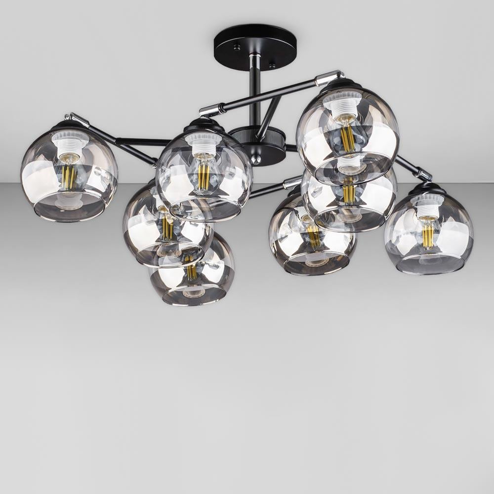 Люстра потолочная Light House DL-18659/8 Черный/Хром/Зеркальный с прозрачным