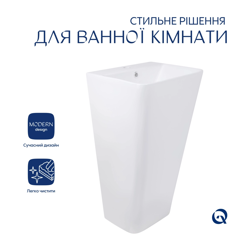 Раковина Qtap Tern QT1711G302W без донного клапана 440х380х830 мм White - фото 4