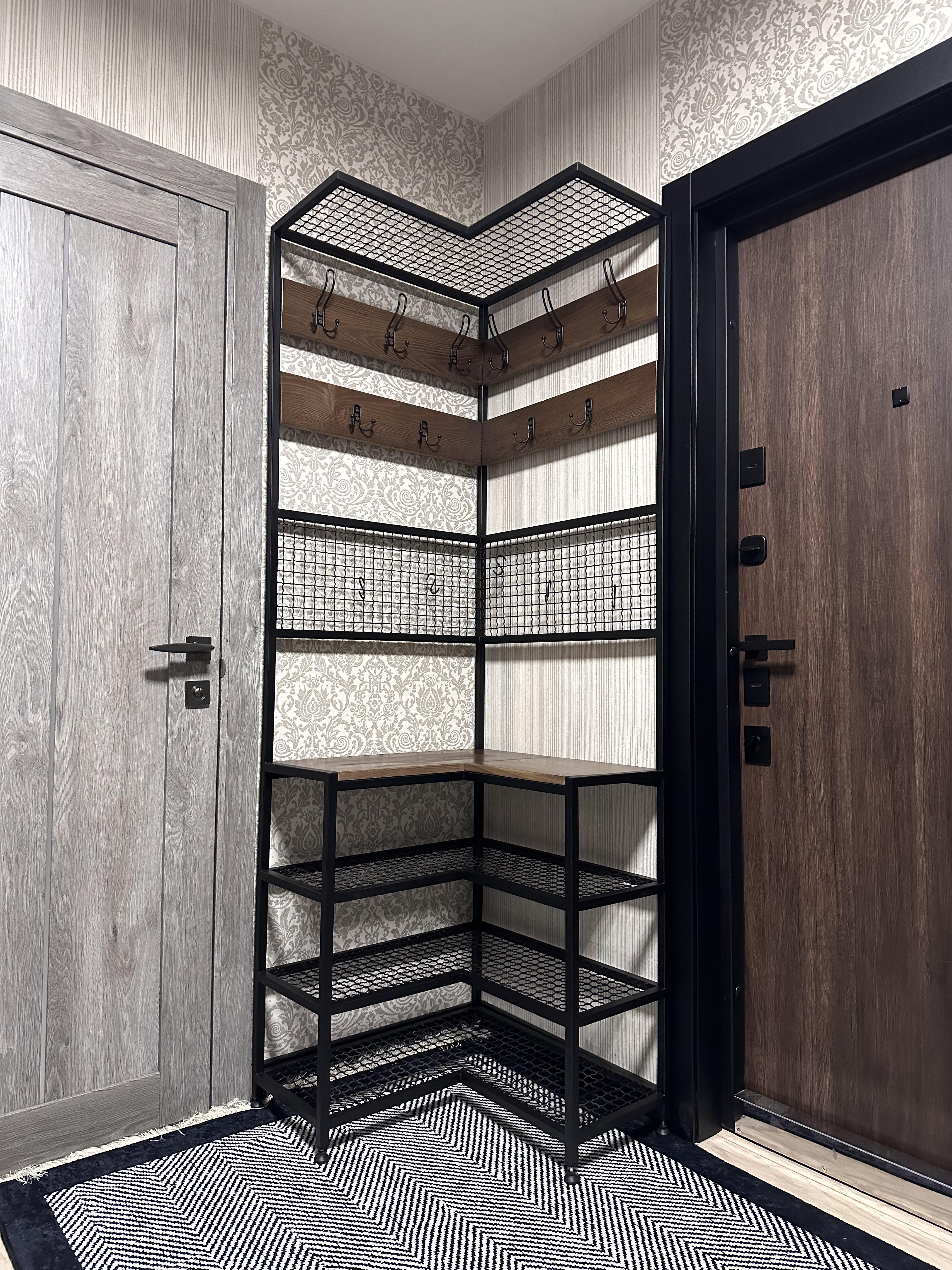 Прихожая из металла и массива ясеня P18.5-MY 2000х750х300 мм